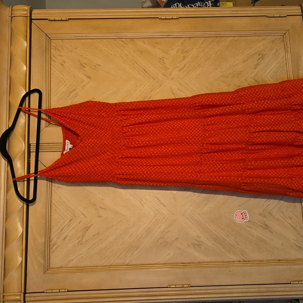 Nanette Lepore Squared Sphaghetti Strap Tiered Midi Dress. Size 2. Burnt Orange